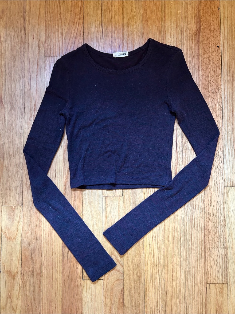 Maroon Long Sleeve Cropped Top
